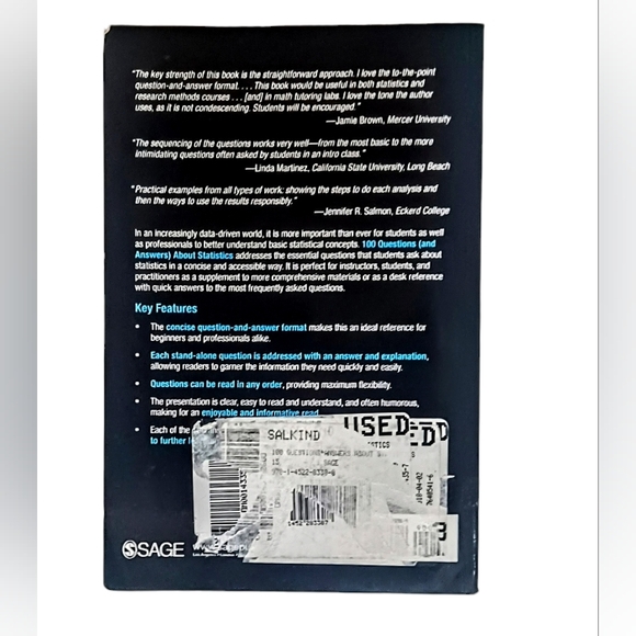100 Questions (and Answers) About Statistics Neil J. Salkind Desk Reference Book - Picture 2 of 3